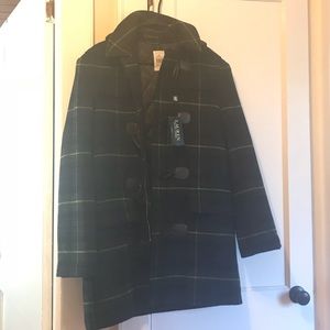 Men’s RL pea coat with hood, NWT
